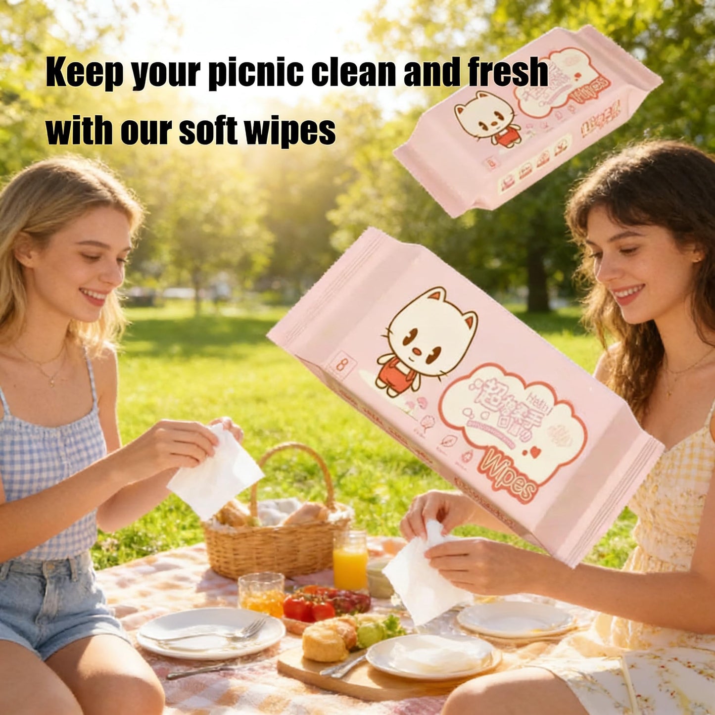 Impossibly Compact Travel Cleaning Wipes - Skin-Friendly Wet Wipes, Hypoallergenic & Unscented for Adults, Kids & Baby Care - 24 Pack Total 192 Wipes