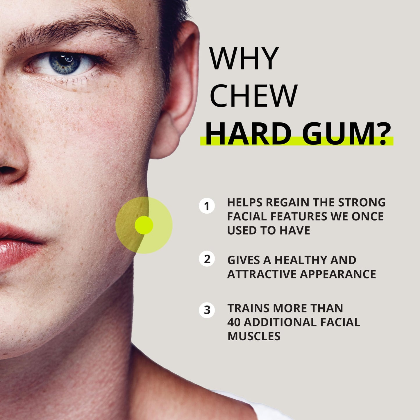Jawliner® Hard Jawline Gum for Facial Fitness - Jaw Exerciser for Sculpted Masseter Muscle with 6-10× Stronger Resistance - Sugar-Free Vegan Workout Gum - Blueberry Flavor, 40 Pieces
