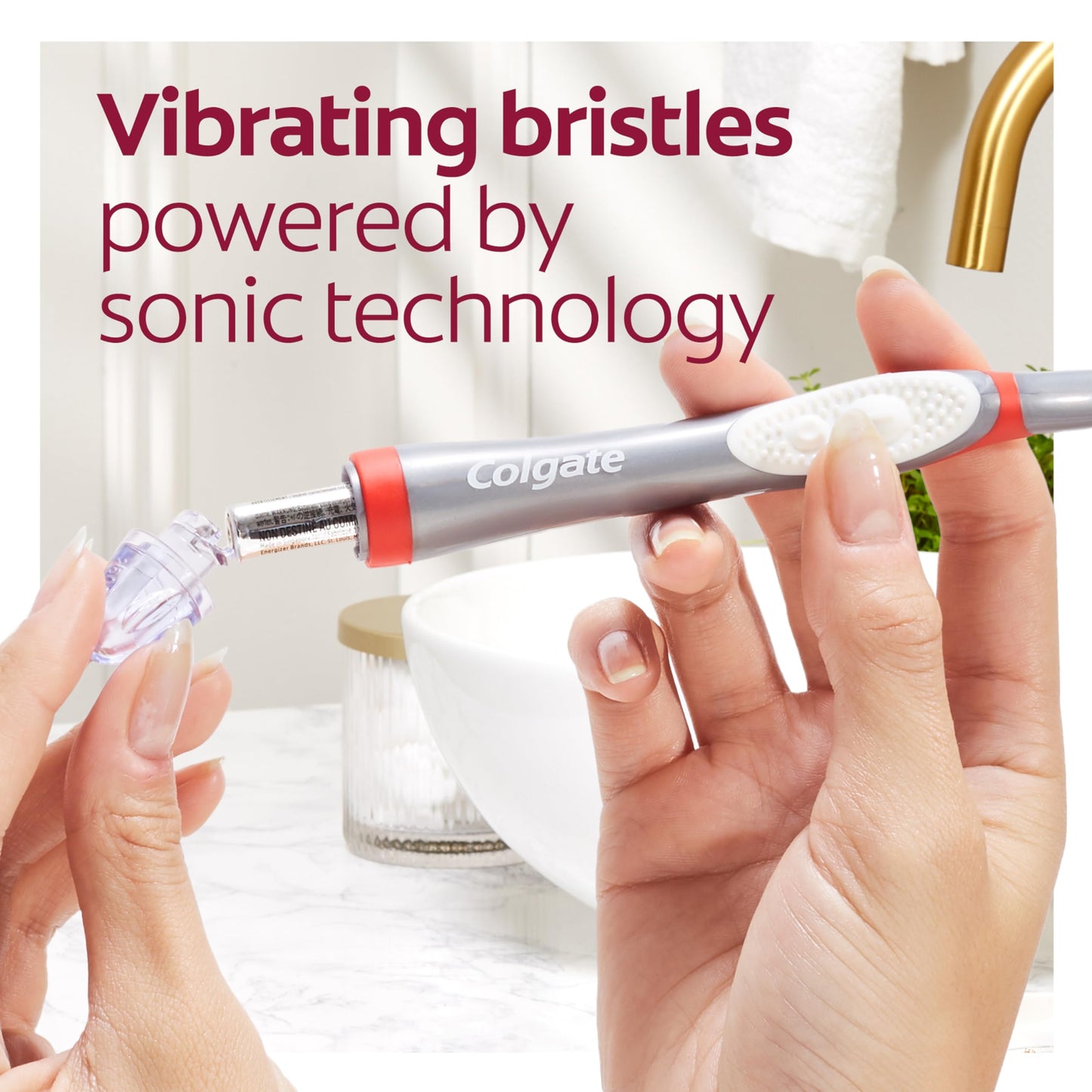 Colgate, 360 Optic White Sonic Battery Powered Vibrating Toothbrush Soft, 2 Count
