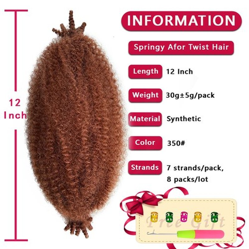 350 Wrapping Hair for Soft Locs 12 Inch Cuban Twist Hair Red Copper Springy Afro Twist Hair 8 Packs Spring Twist Hair Gingger Synthetic Pre-Fluffed Kinky Curly Braiding Hair for Passion Twist Hair