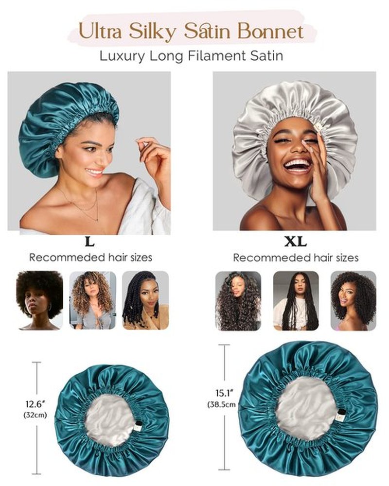 YANIBEST Silk Bonnet Satin Bonnet for Sleeping Women and Men, Adjustable Double Layer Hair Bonnet for Curly Braids Hair
