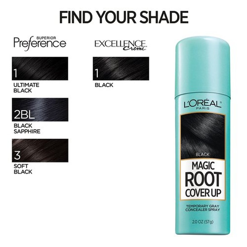 L'Oreal Paris Root Cover Up Temporary Gray Concealer Spray, Hair Color Spray with Filling & Thickening Coverage, Black, Pack of 2, Packaging May Vary