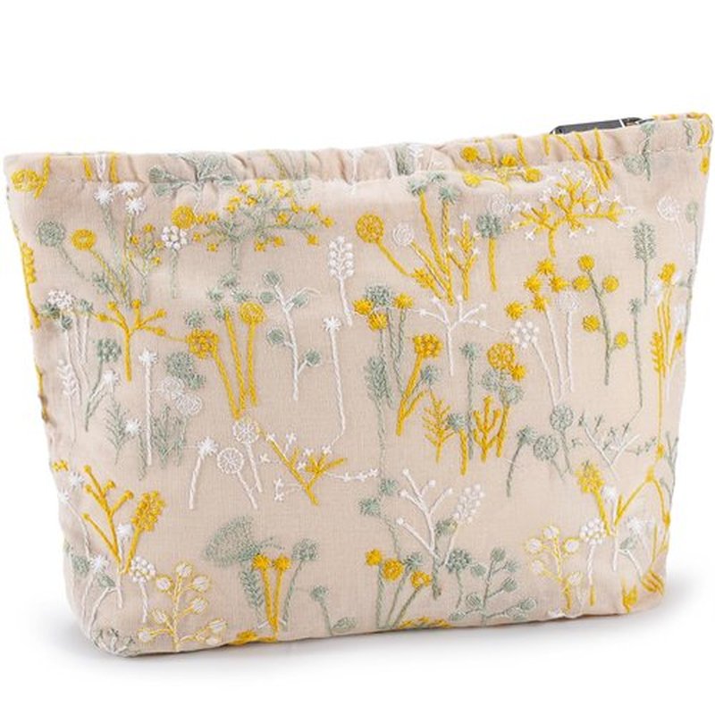 ZLFSRQ Silk Flower Makeup Bag Travel Cute Cosmetic Bags for Women Large Makeup Pouch Zipper Cosmetic Pouch for Purse Aesthetic Makeup Organizer Bag Portable Toiletry Bag