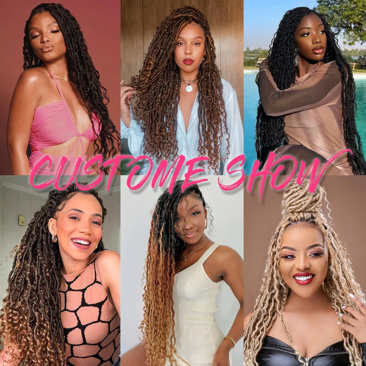 RuiYok Goddess Locs Crochet Hair 12 Inch 8Packs Ombre Faux Locs Crochet Hair with Curly Ends Pre-looped River Locs Crochet Hair Boho Hippie Locs Synthetic Hair Extensions(#T30)