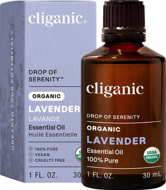 Cliganic Organic Lavender Essential Oil, 1oz - 100% Pure Natural Undiluted, for Aromatherapy Diffuser | Non-GMO Verified