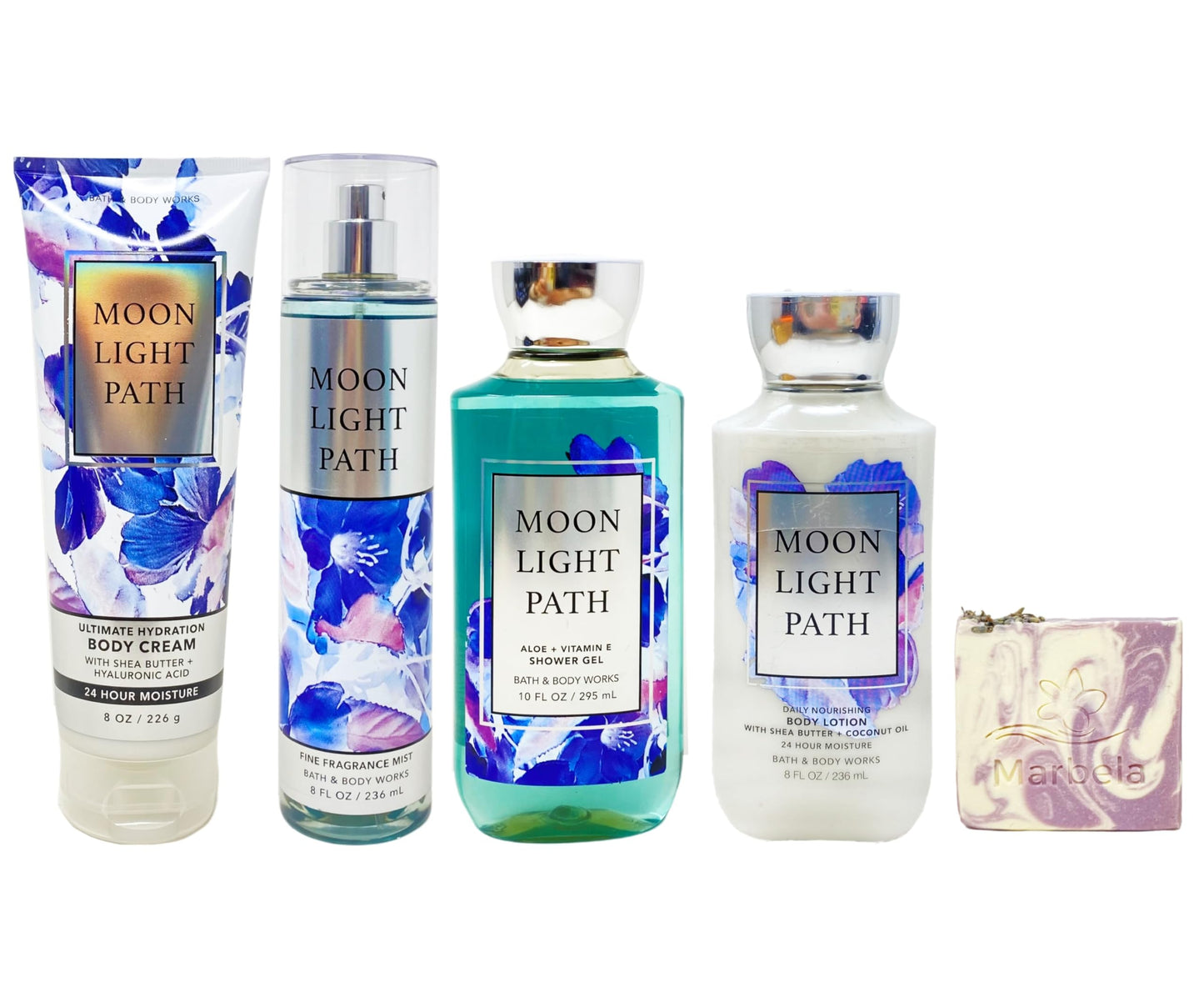 Bath & Body Works Moonlight Path Deluxe Gift Set - Body Cream, Fragrance Mist, Body Wash and Body Lotion - with a Lavender Dream Bar Soap - Full Size