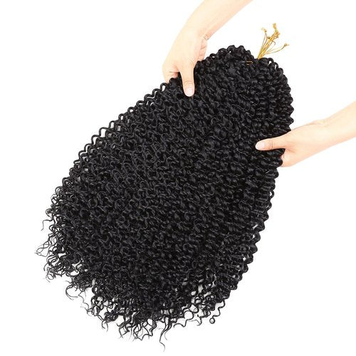 WIGER Kinky Curly Crochet Hair Braiding Hair Marlybob Black Jerry Curly Passion Twist Hair 18 Inches Long Curly Crochet Braids Weave Synthetic Kinky Twisted Hair Extensions for Locs (6 Packs, 1B)