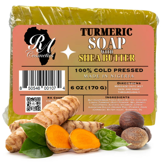 RA COSMETICS 100% Natural Turmeric Soap Bar for Face & Body – Handcrafted Cleansing Bar for Gentle Exfoliation, Oil Control, and Refreshing Daily Cleanse – Chemical-Free Soap for All Skin Types