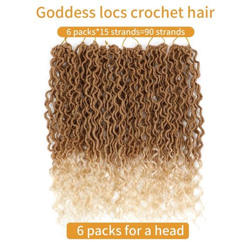 Faux Locs Crochet Hair 27/613 Soft Locs 18 In 6 Packs Goddess Locs Crochet Hair Pre Looped Crochet Locs with Curly Ends(27/613, 18 Inch, 6 Packs)