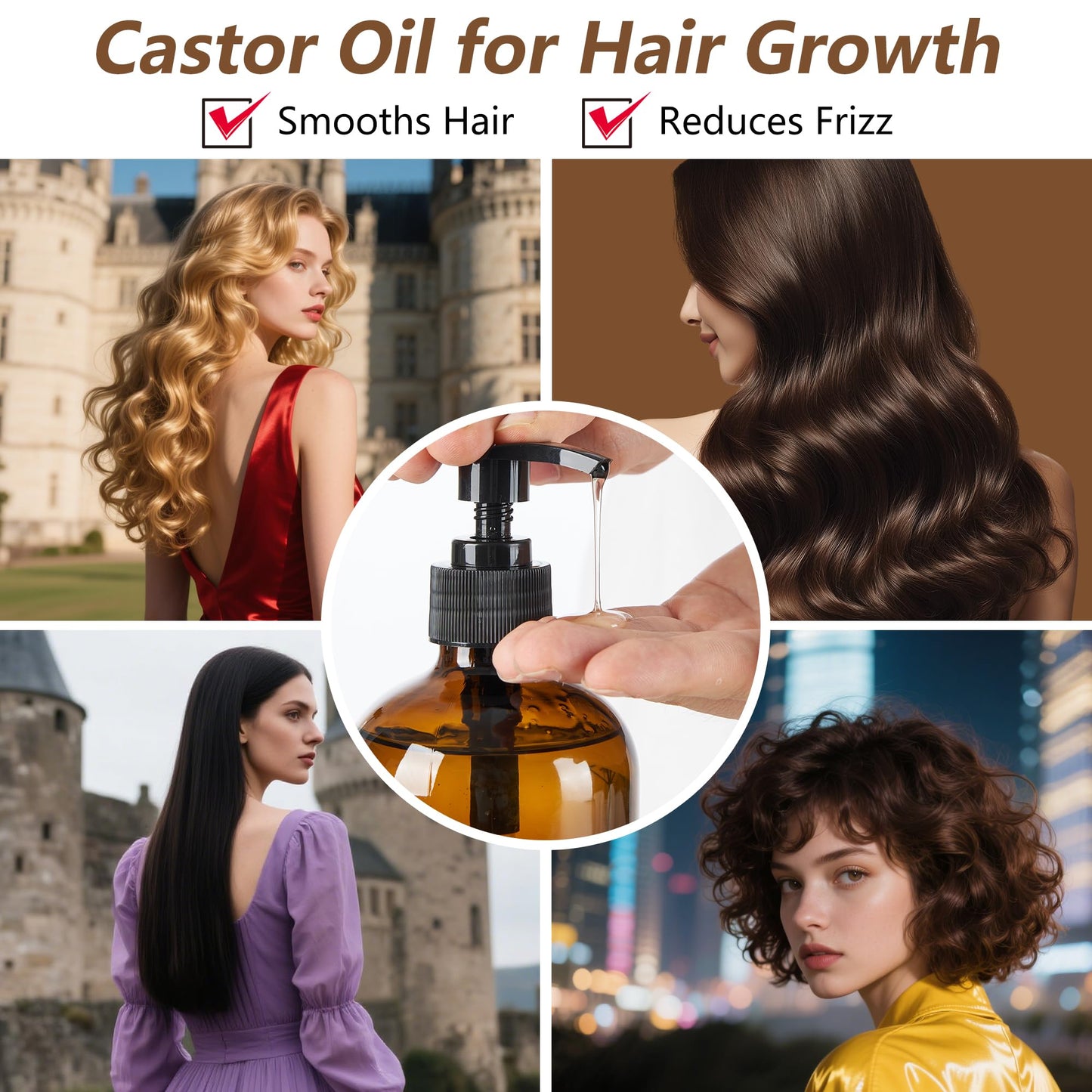 Castor Oil Organic for Pack Wrap, Liver Detox, Hair Growth -Face-Lashes & Eyebrows,Cold pressed,Glass Bottle Packaging(16oz)