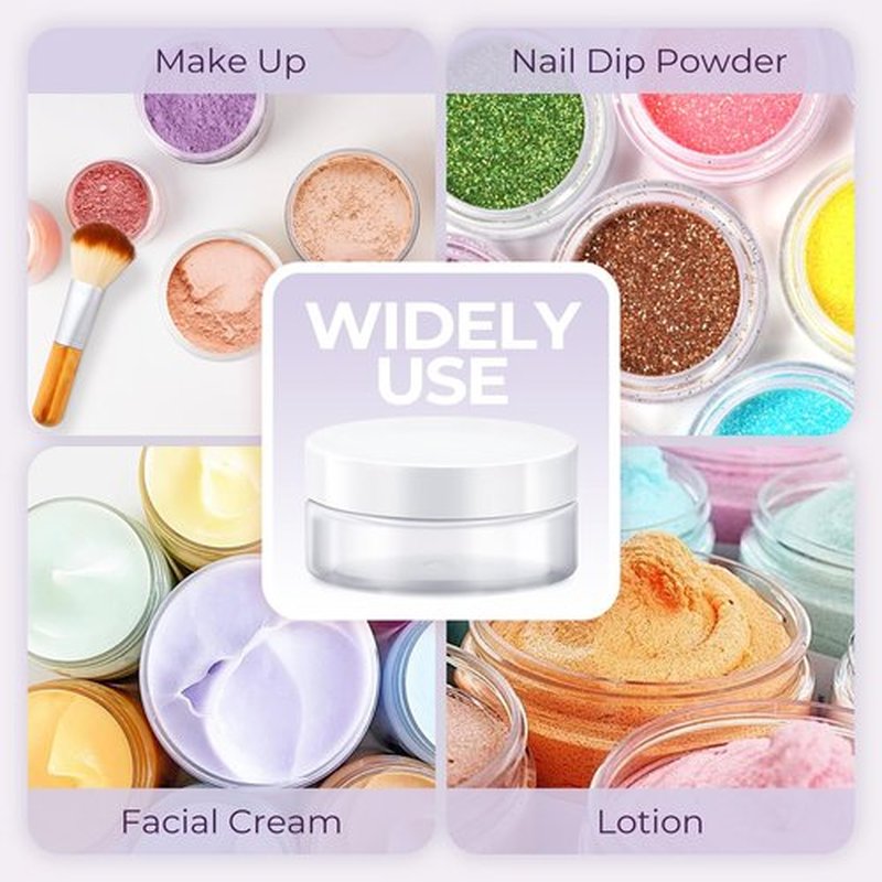 20 ml Sample Containers, Elumeiro 0.7oz Mini Travel Size Containers for Toiletries Small Plastic Cream Jars with White Lid for Cosmetic Glitter Lip Balm, Hand Cream