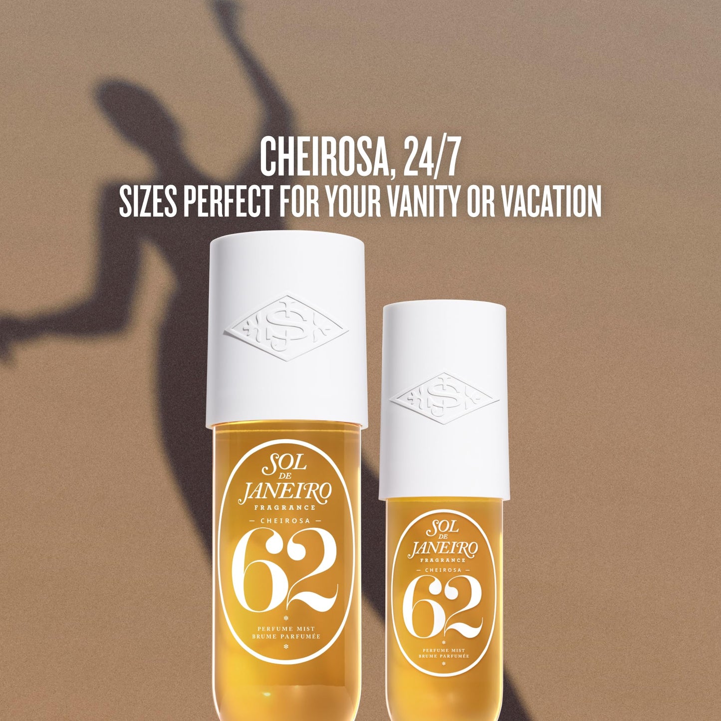 Sol de Janeiro Cheirosa Hair & Body Fragrance Mist Full Size and Travel Size Set - Home and Away Bundle - 8.1 & 3 fl oz Duo (Cheirosa 62)