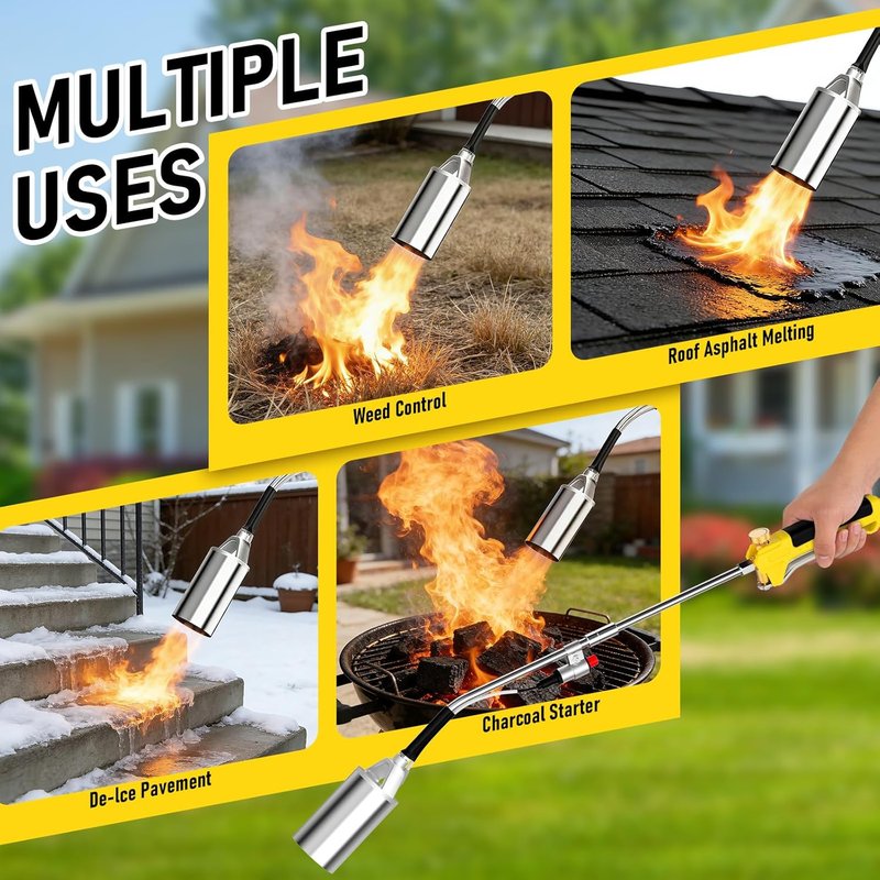 Propane Torch Weed Burner Kit - High Heat Output Flamethrower with 10FT Hose & Storage Bag | Ideal for Weeding, Roofing & BBQ