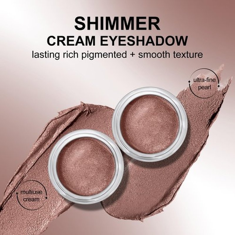 KYDA Brown Shimmer Cream Eyeshadow, Smooth Ice Cream-like Texture, Lasting High Pigmented Creamy Formula, Blendable Shimmer Finish, Face & Eyes Highlighter, Multiuse Shimmer Cream