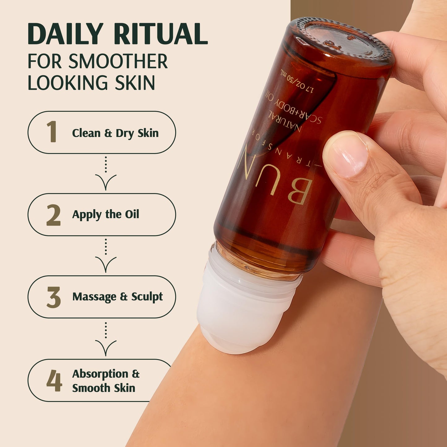 BUNI Scar & Stretch Mark Oil with Onyx Gua Sha Tool, 1.7 oz (50 ml)