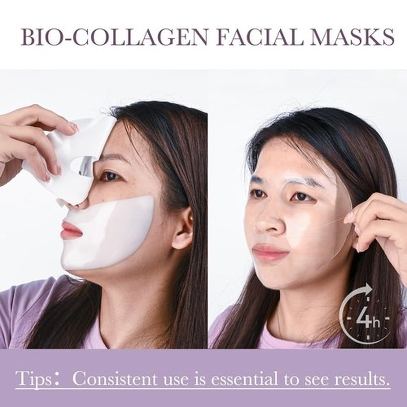 ORLASKIN 6PCS Collagen Face Mask Overnight Bio-Collagen Real Deep Mask Skincare Deep Collagen Anti Wrinkle Lifting Mask for Pore Minimizing Firming Elasticity and Wrinkle(3pcs White&3pcs Purple)