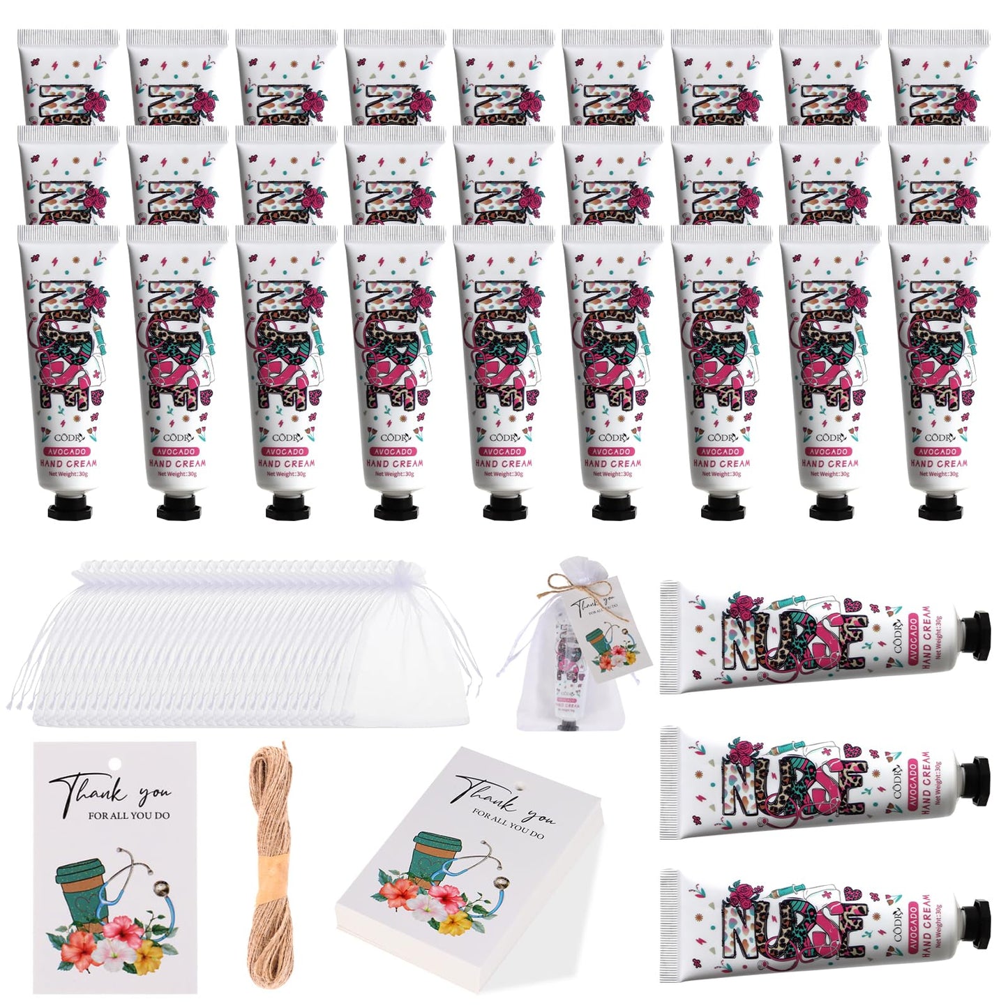 Kolewo4ever 90pcs 30 Sets Nurse Hand Cream Nurse Christmas Gifts Travel Size Hand Lotion for Dry Cracked Hands Gifts for Nursing Graduation Nurses Week New Nurses
