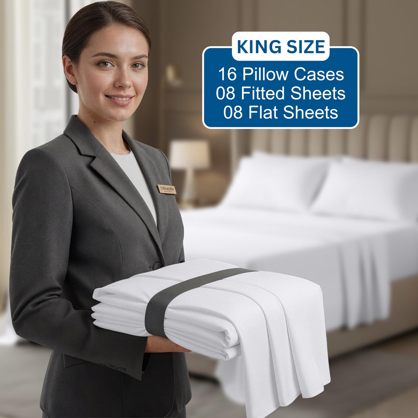 10-Pack Hotel King Size Sheet Set, Soft Brushed Microfiber Hotel Sheets, Hotel Quality Bedding, Deep Pocket, Shrink & Fade Resistant, Easy Care, White