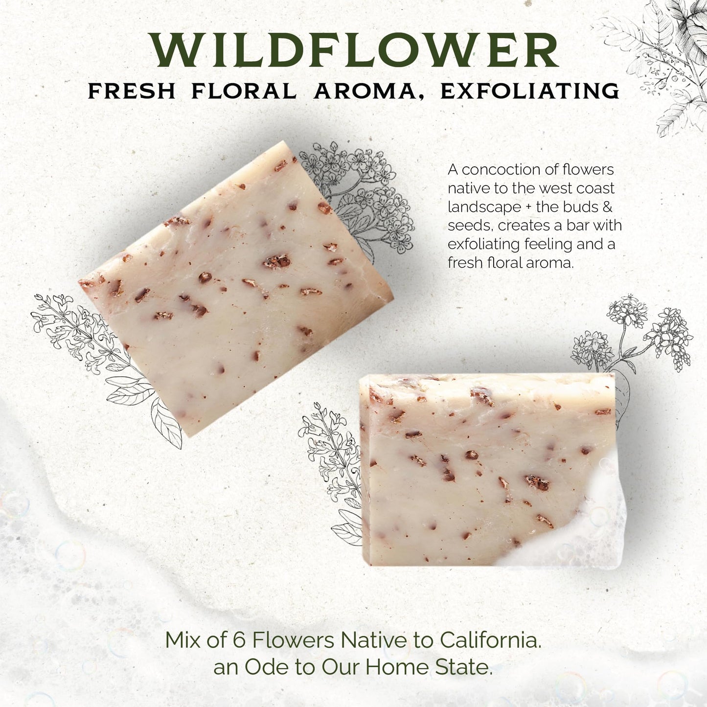 Iron Lion Soap – All-Natural Soap bar for Men & Women – Cold Process, Handmade in the USA - Wildflowers 3-Pack