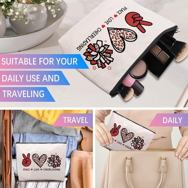 CEASQVAA Cheer leading Gifts for Women, Makeup Cosmetic Bag Gifts for Cheer-leading Women Friends, Birthday Gifts for Cheerleader travel Makeup Pouch