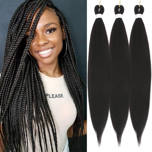 Pre-stretched Braiding Hair Extensions 20 Inch 3 Packs Pre Stretched Braiding Hair Professional Itch Free Synthetic Hair Extensions for Braiding #4(20inch 3Packs)