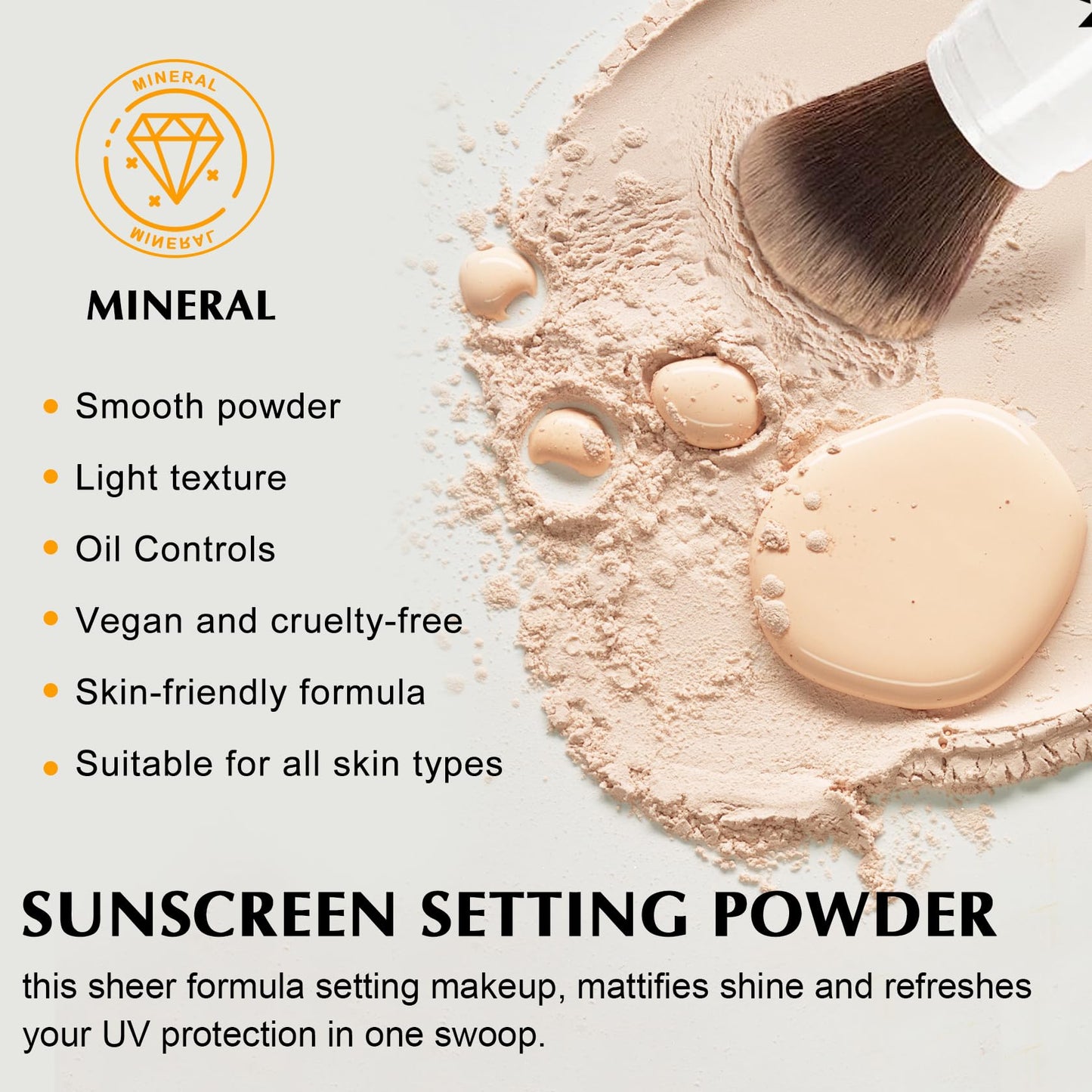 IONSGAKO Mineral Powder Sunscreen SPF 35 Setting Powder for Face, Pink