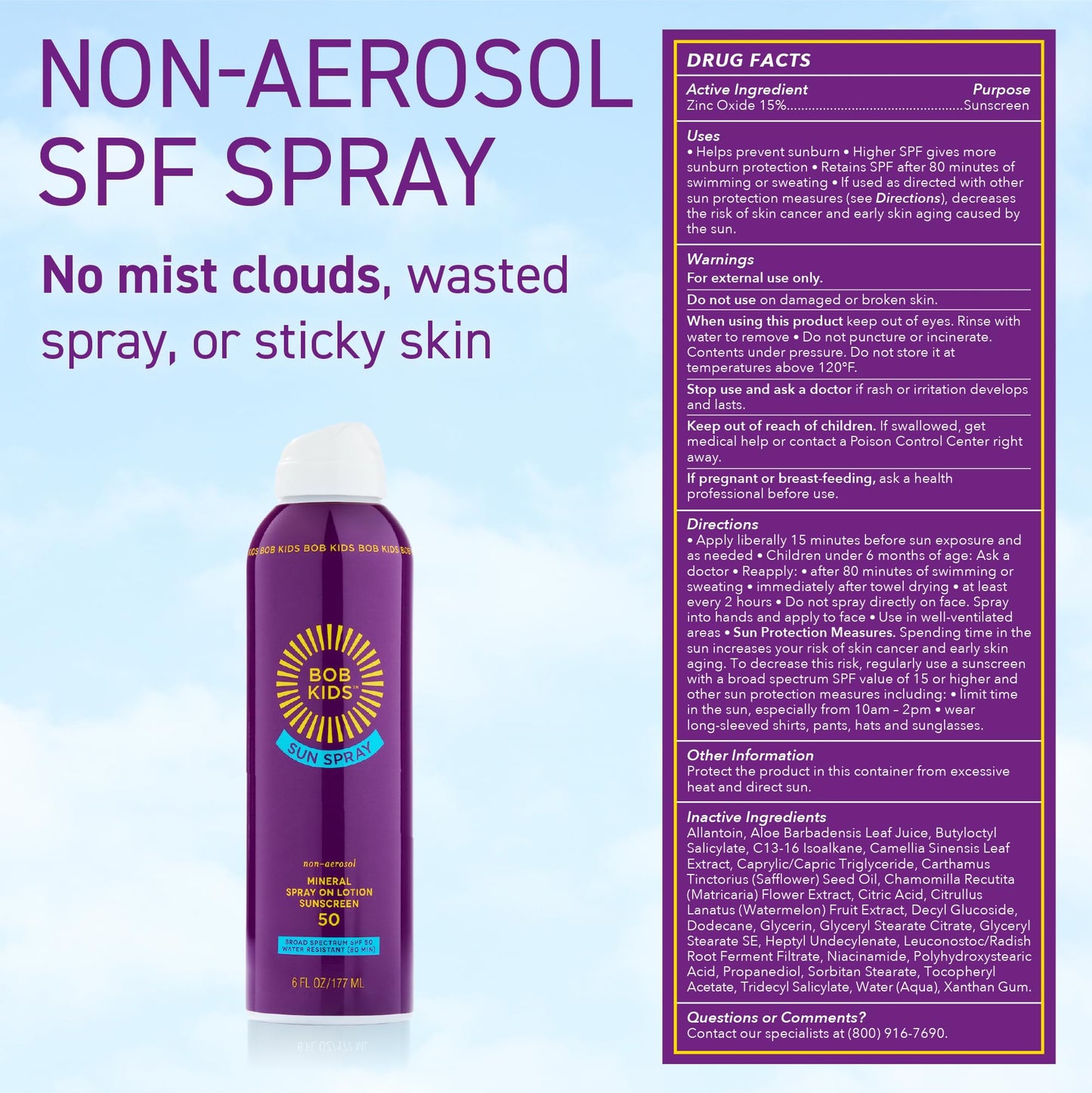BOB KIDS SPF 50 Sun Spray + SPF 30 Brush On Powder Sunscreen, Mineral Sun Protection, Broad Spectrum, Water Resistant, Fragrance Free, Reef Friendly