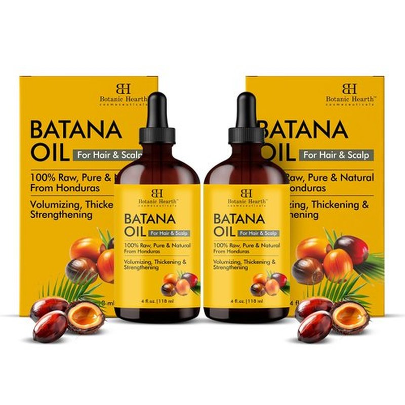 Botanic Hearth Raw Batana Oil for Hair Growth | 100% Pure & Unrefined Oil from Honduras | For Thicker, Stronger Hair - 4 fl oz Set of 2