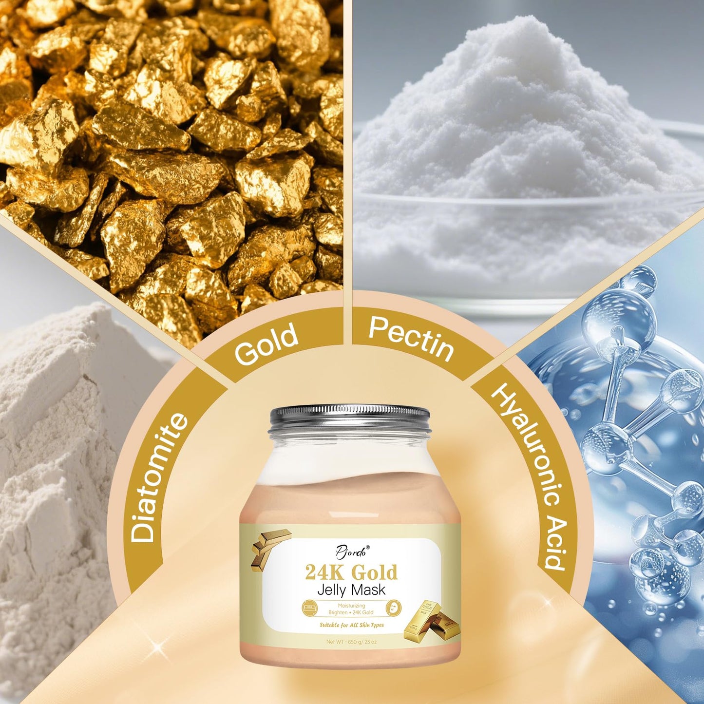 Pjordo Powder Jelly Mask for Facials Professional, Peel Off Facial Mask for Hydrating & Moisturizing, Hydrojelly Mask for Women Men Skin Care, Home DIY Spa Use for All Skin with 24K Gold