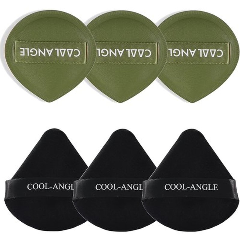 COOL-ANGLE 6Pack Makeup Sponge and Powder Puff Set with Blender Sponge for Liquid Foundation Concealer and BB Cream, Triangle Powder Puff for Loose Powder Setting and Oil Control