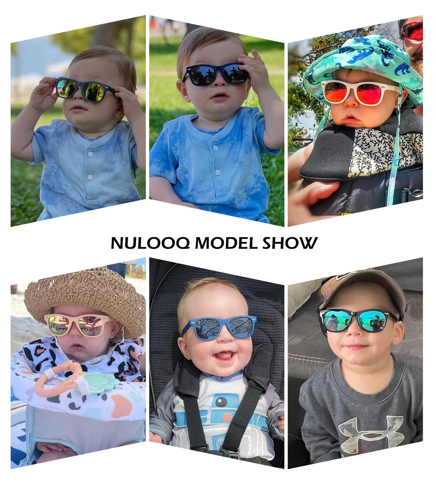 NULOOQ Polarized Baby Sunglasses with Strap - Unbreakable Flexible Infant Sunglasses for Toddlers Age 0-24 Months (Purple Pink/Gray + Pink/Pink + White/Purple) - 3 Pack