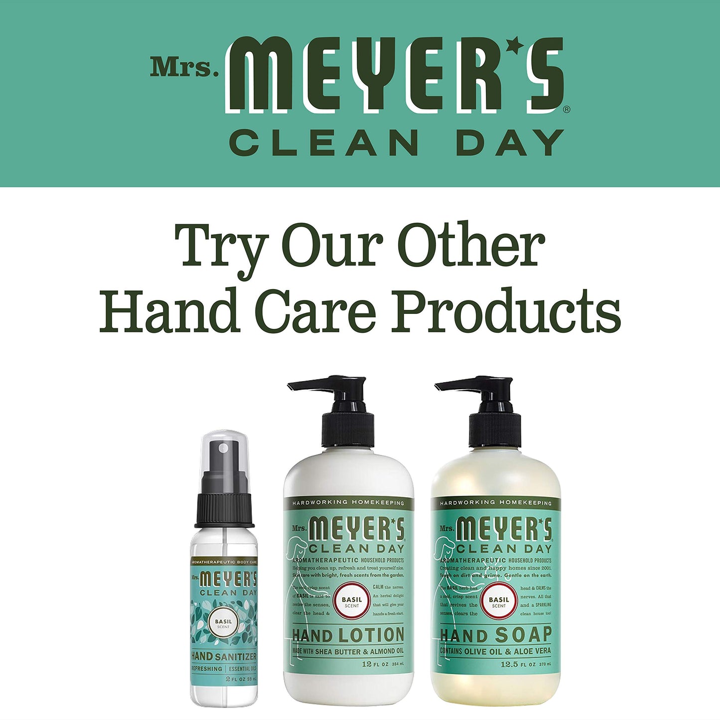 Mrs. Meyer's Hand Soap, Made with Essential Oils, Biodegradable Formula, Basil, 12.5 Fl. Oz