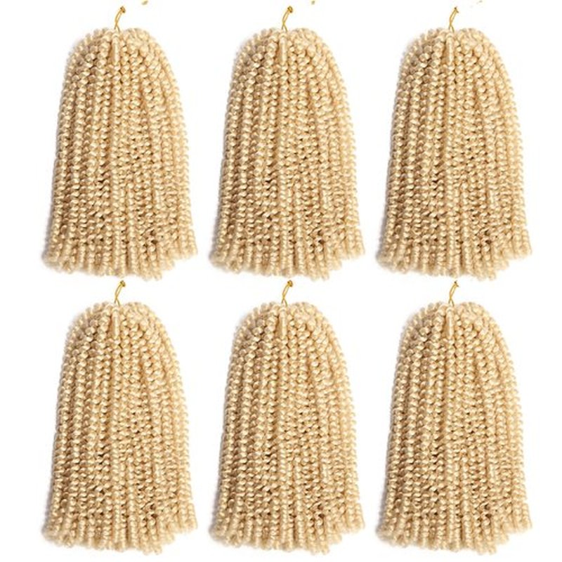 6 Packs Spring Twist Hair Spring Twist Ombre Colors Crochet Braids Synthetic Braiding Hair Extensions Low Temperature Fiber (12 inch, 613#)
