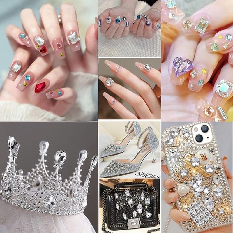DONGZHOU 10Pcs Glass Nail Rhinestones Crystal AB Drop Shape 10 * 14mm Gems Stones Glass Pointed Back Rhinestone Diamonds Gems for Nail Art Decorations