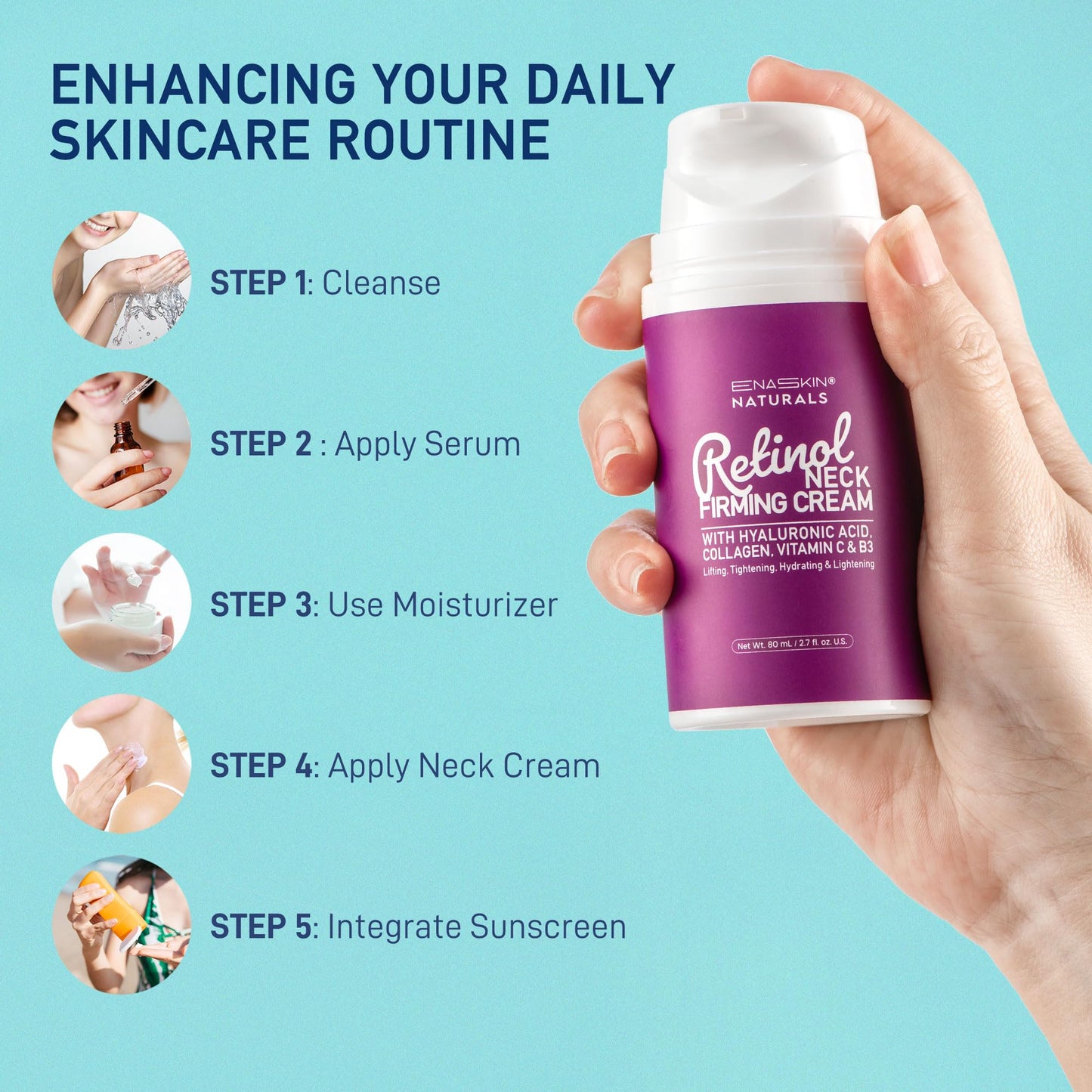 Neck Creams for Tightening and Firming, Retinol Neck Firming Cream with Hyaluronic Acid, Collagen and Vitamin - Tightening Wrinkles, Firming Skin on Face, Neck, Décolleté, Body