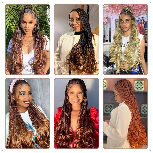 RuiYok 12 Inch French Curl Crochet Braids 9 Packs Black Goddess Box Braids Pre Looped Crochet Hair with Bouncy Curly Ends Synthetic French Curly Braiding Hair for Women