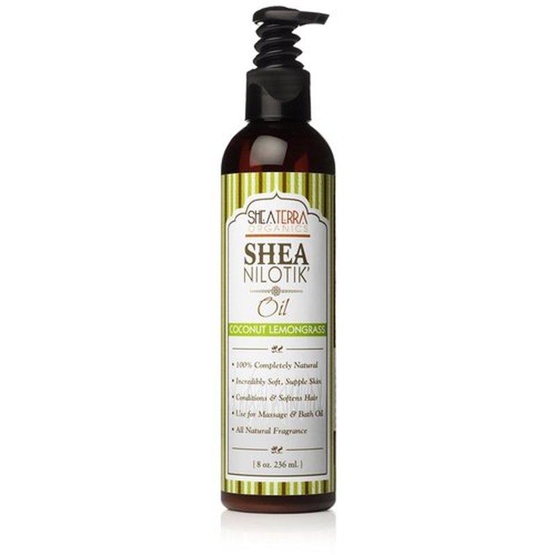 Shea Terra Organics Shea Nilotik’ Oil Scented With Coconut Lemongrass | Natural Daily Skin Moisturizer & Conditioner - 8 oz