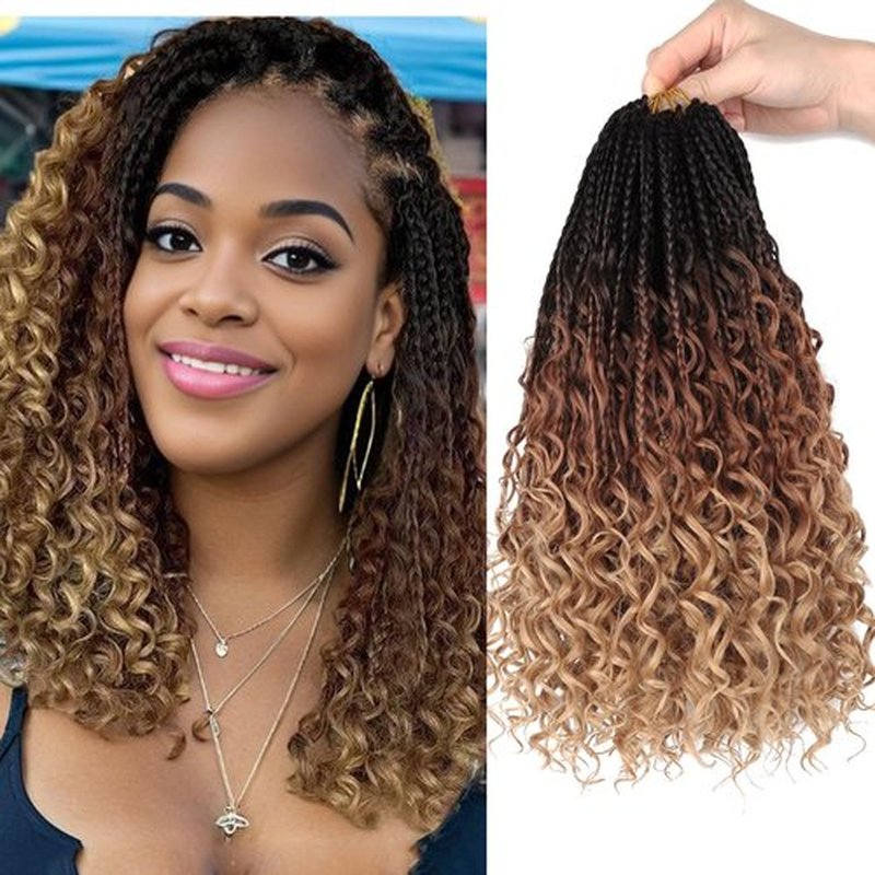14 Inch Goddess Box Braids Crochet Hair for Black Women 8 Packs Crochet Box Braids Pre-looped Boho Box Braids Crochet Braids Synthetic Braiding Hair Extension 1b/30/27