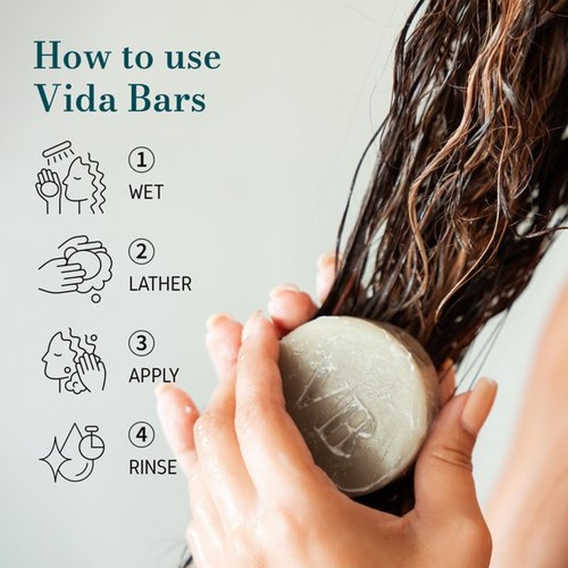 Vida Bars Clarity Solid Conditioner Bar for Curly Hair | All Natural Moisturizing Bar Conditioner for Fine & Dry Hair | Vegan, Sulfate Free, Paraben Free, Handmade in the USA (Peppermint Oil Scent)