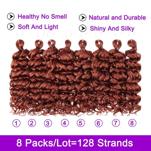 ZRQ Ginger GoGo Curl Crochet Hair 10 Inch 350 Short Beach Curl Crochet Hair For Women Water Wave Crochet hair Synthetic Deep Twist Crochet Hair (10Inch,350)