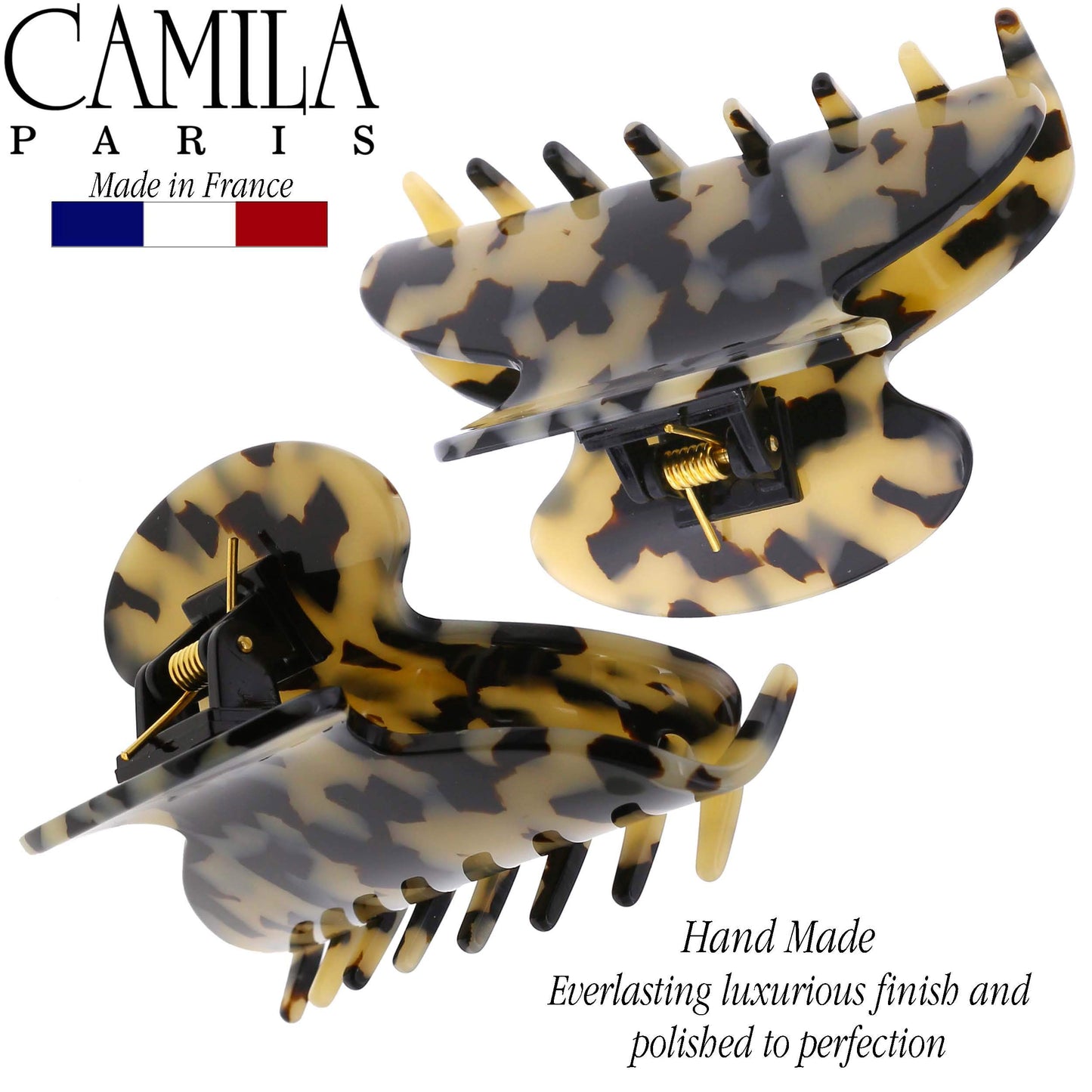 Camila Paris CP3057 French Hair Clip for Women, Ivory Tokyo, for Thick Hair for Long Curly Wavy Hair, Girls Hair Claw Clips Jaw, Styling Hair Accessories for Women, Strong Hold Grip, Made in France