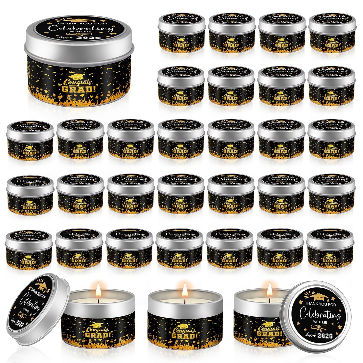 30 Sets Mini Graduation Candles Bulk Class of 2026 Graduation Gifts Soy Wax Candles Scented Candles Gifts for College Graduate Exchange Gift