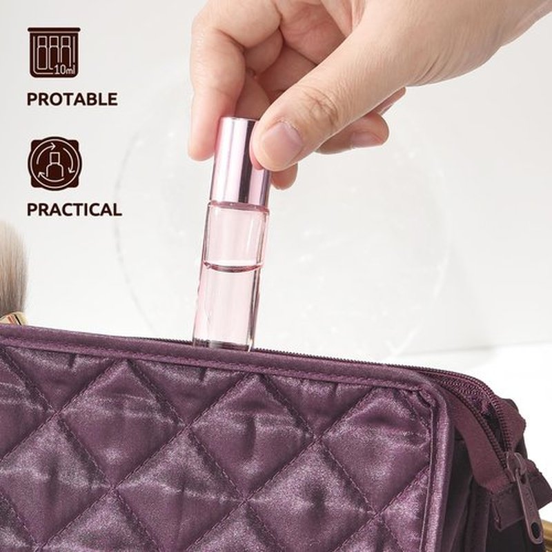 4 Pack, Essential Oil Roller Bottles, Pink Glass Roller Balls for Essential Oils, 10ml Empty Rollerball Bottles for Travel Refillable Roll on Perfume Bottles with Pink Caps