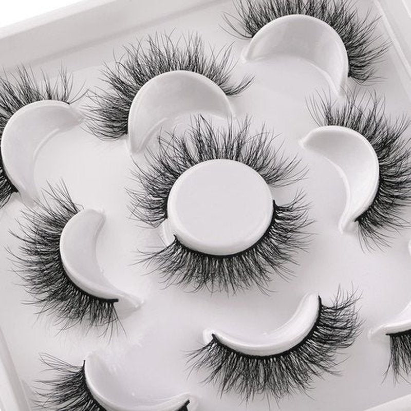 JIMIRE Faux Mink Lashes Natural Wispy Faux Mink Lashes Fluffy Soft Volume False Eyelashes 5 Pairs