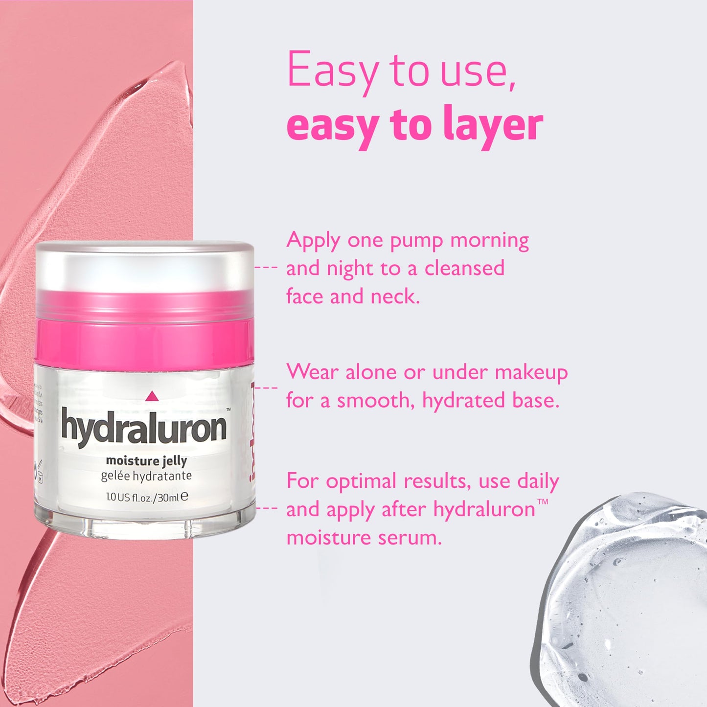 INDEED Labs Hydraluron Moisture Jelly | Lightweight Face Moisturizer for Dry, Oily, & Acne-Prone Skin | Moisturizing Gel Cream with Skin Barrier-Boosting Hyaluronic Acid, PatcH2O, & FUCOGEL, (30 mL)