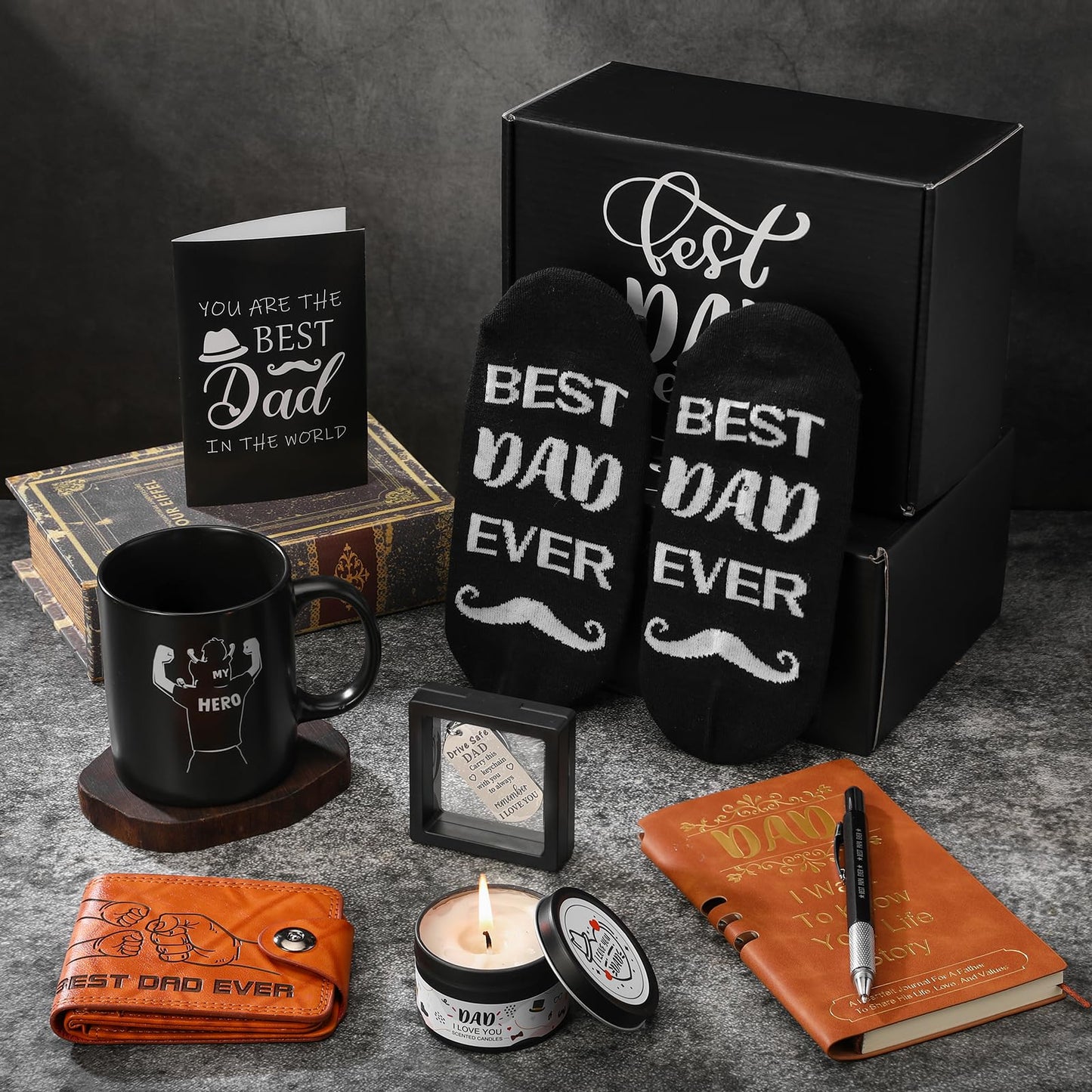 Honxicur Dad Gifts from Daughter Son with 11OZ Mug, Cool Father Happy Birthday Gift Ideas for Dads Presents Basket, Daddy Father Gift Stuff for Christmas, Father Day Gifts