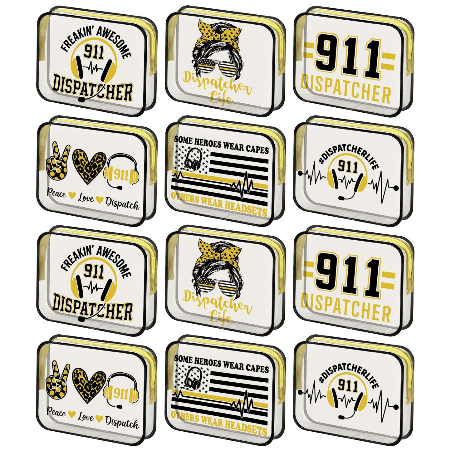 Sunnymove 12 Pcs 911 Dispatcher Gifts for Women Makeup Bags Bulk Telecommunicator Week Party Favor 911 Operator Emergency Dispatchers Accessories First Responder Office Employee Appreciation Gifts