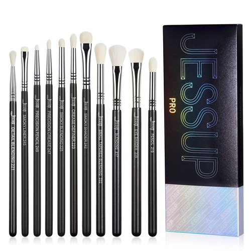 Jessup Eyeshadow Brush Set 11pcs Eye Makeup Brushes Set Professional Eye Shadow Brush Blending Brush Shader Crease Brush Black T340