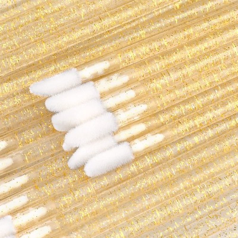 300PCS Glitter Crystal Lip Brush, Disposable Lip Brushes Lip Gloss Applicators Lipstick Gloss Wands Applicator Perfect Makeup Tool Kits (Gold)