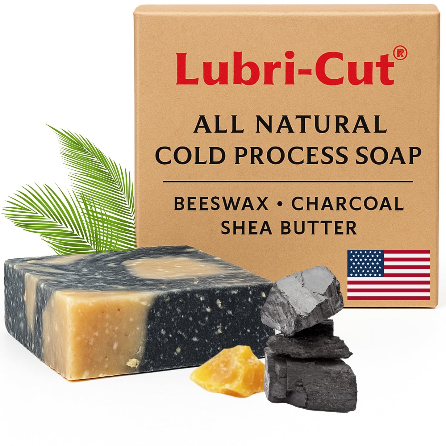 Natural Soap Bar with Beeswax, Charcoal & Shea Butter - Made in USA | Cold Process All Natural Soap Bar for Face, Body & Hands | Deep Cleansing Bar Soap with Coconut for Gentle, Moisturizing Care